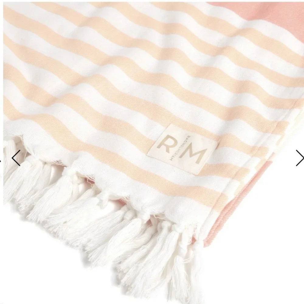 Rachel Miriam Positano Towel Sunset Striped Beach Wrap Tassel Fringe New